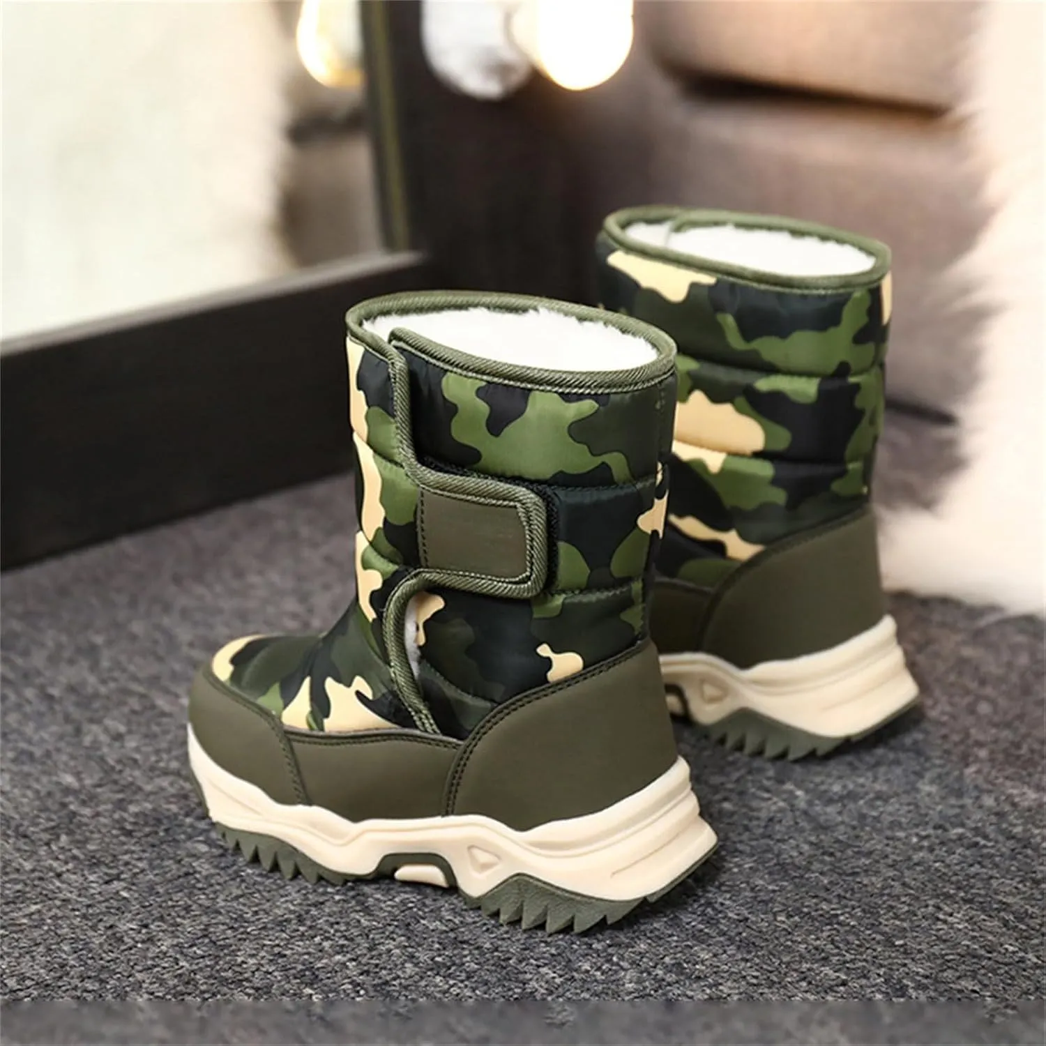 Boys' Cotton Shoes Camouflage And Fleece Thickened Winter Warm Cotton Boots Kid Snow Boots for