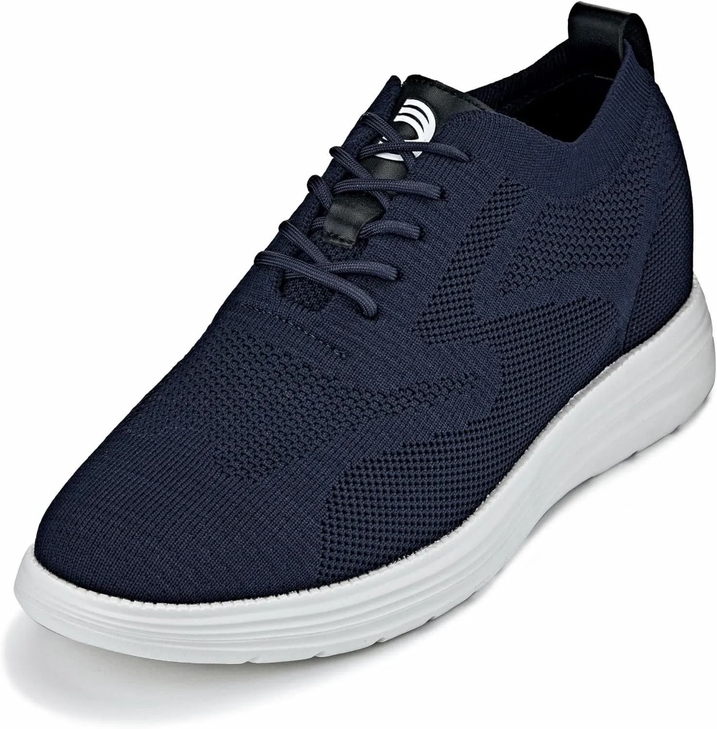 CALTO Men's Invisible Height Increasing Elevator Shoes - Night Blue Ultra Light-Weight Lace-up Knitted Sporty Walker - 2.8 Inches Taller - X2634 - Size 11 D(M) US