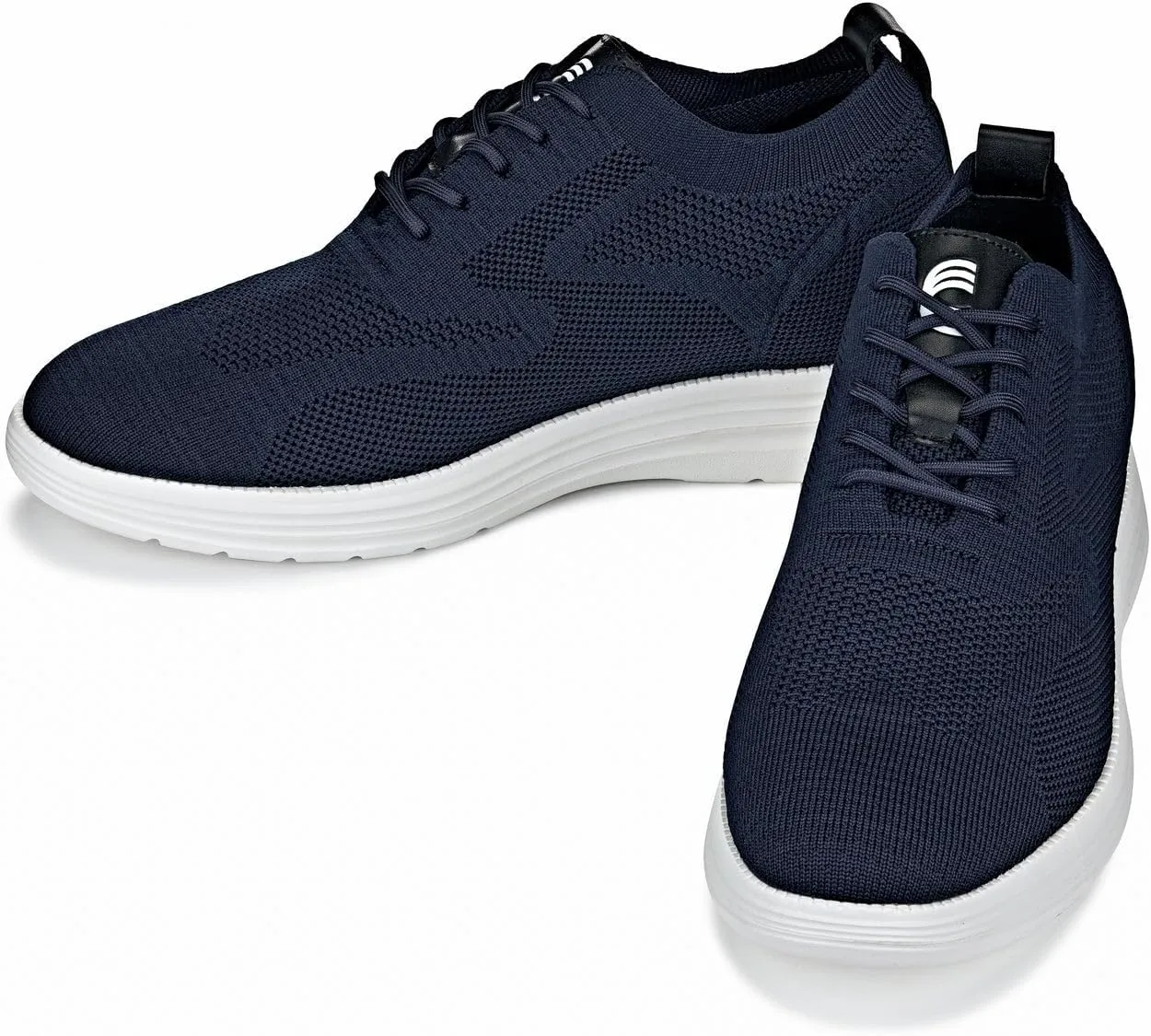 CALTO Men's Invisible Height Increasing Elevator Shoes - Night Blue Ultra Light-Weight Lace-up Knitted Sporty Walker - 2.8 Inches Taller - X2634 - Size 11 D(M) US