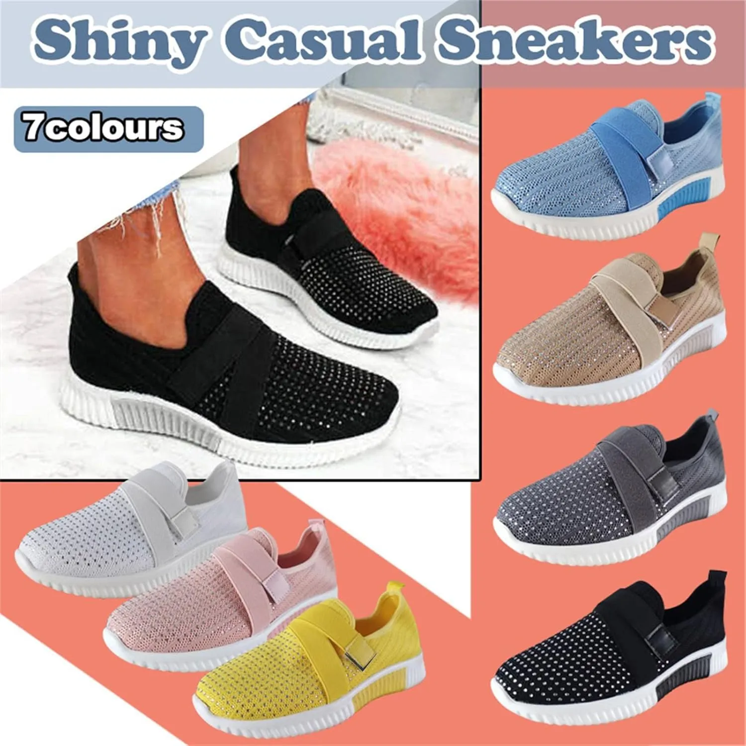 Cathalem White Sneakers for Women Women's Walking Shoes Mesh Slip On Lady Girls Modern Shoes Platform Loafers