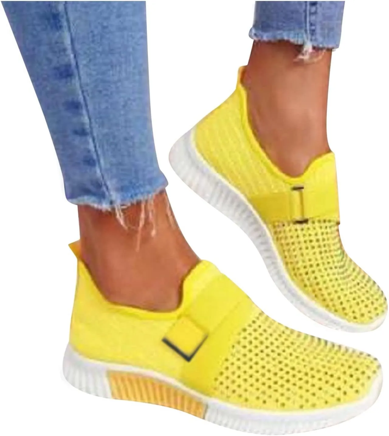 Cathalem White Sneakers for Women Women's Walking Shoes Mesh Slip On Lady Girls Modern Shoes Platform Loafers