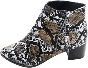 Gibobby Booties for Women with Heel and Buckle,Ankle Boots Round Toe Faux Stacked Low Heel Side Zipper Winter Boots