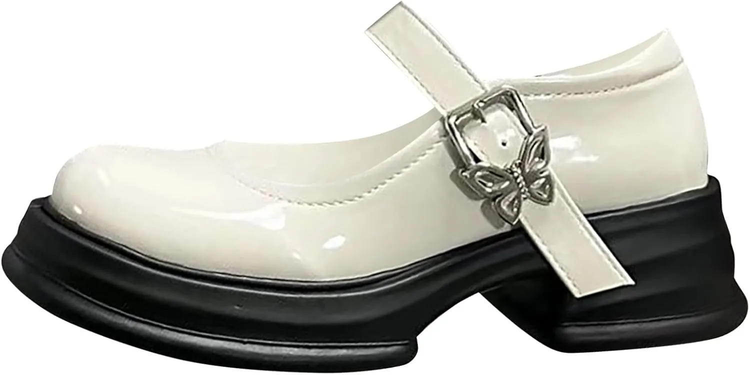 Girls Mary Jane Sandals Shoes High Heels Rubber Sole Bow School niform Loafers Closed Toe Ankle Fashion Classic Sandals