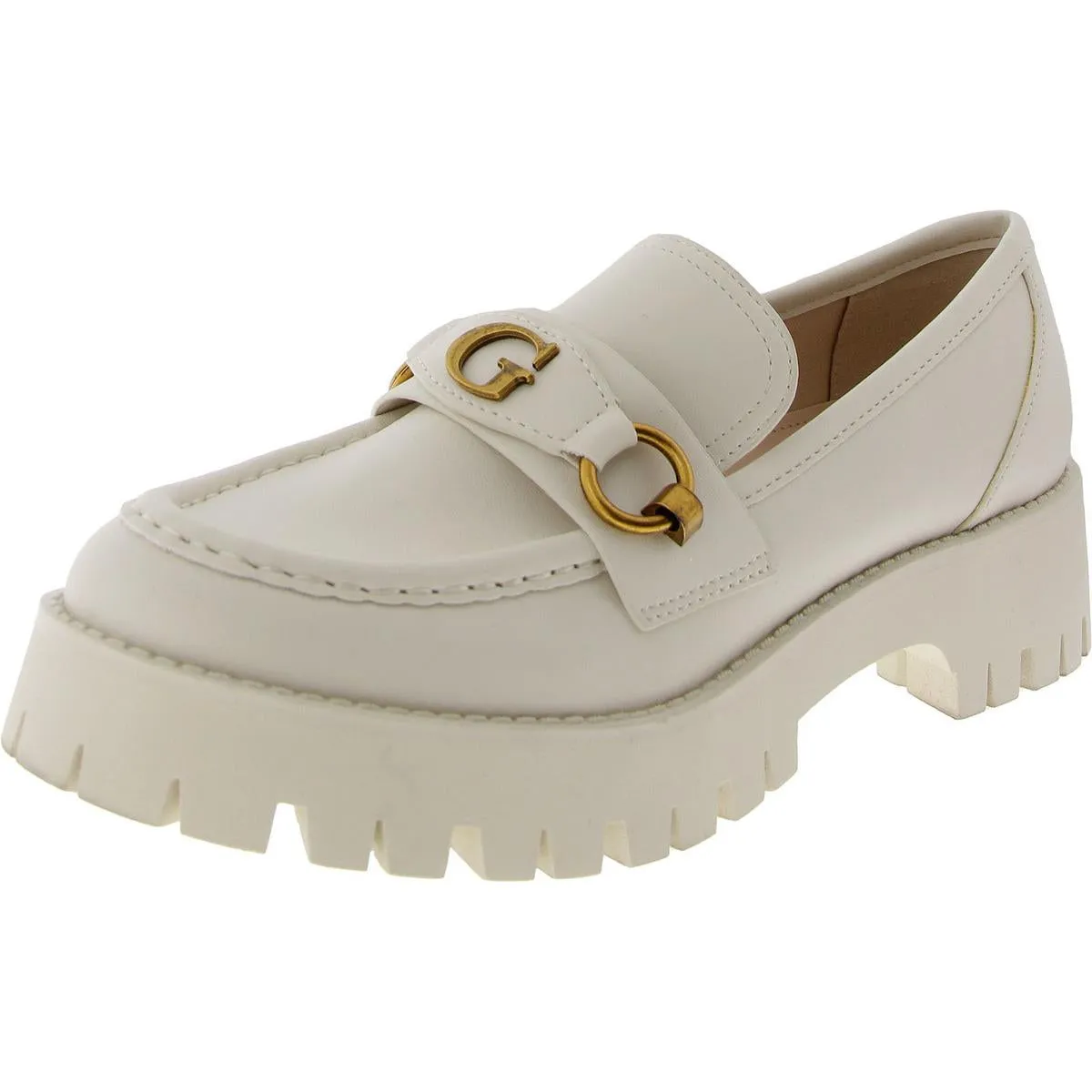 Guess Womens Almost Faux Leather Slip-On Loafers
