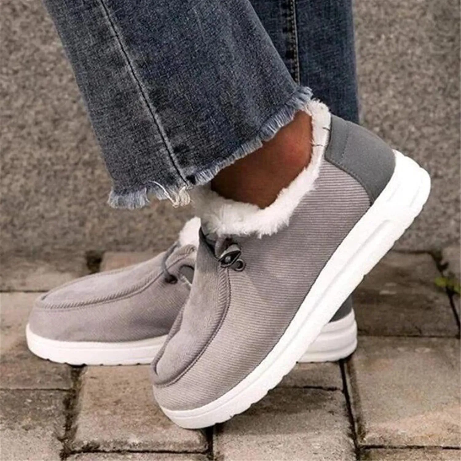 Ladmiple Boots For Women Ankle Booties Winter Warm Fur Lined Snow Boots Outdoor Slip On Comfortable Fashion Walking Shoes