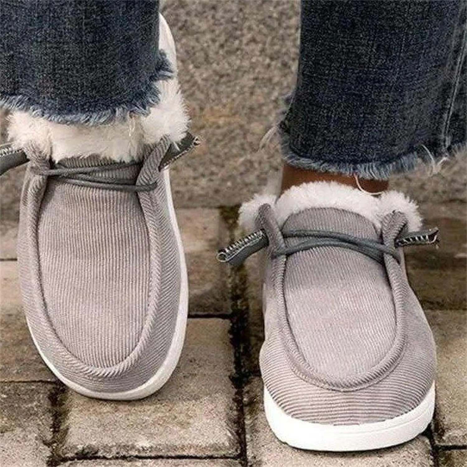 Ladmiple Boots For Women Ankle Booties Winter Warm Fur Lined Snow Boots Outdoor Slip On Comfortable Fashion Walking Shoes