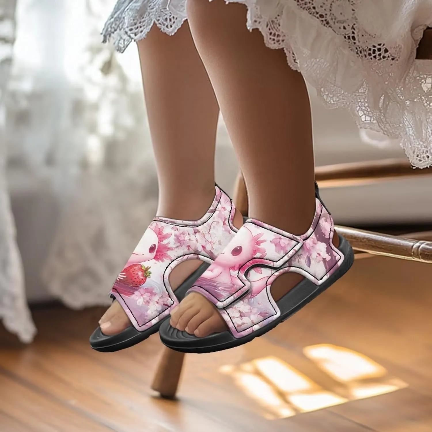 Little Girls Axolotl Star Sport Sandals Kids Toddler Causal Open Toe Outdoor Summer Shoes Hiking Water Sandals