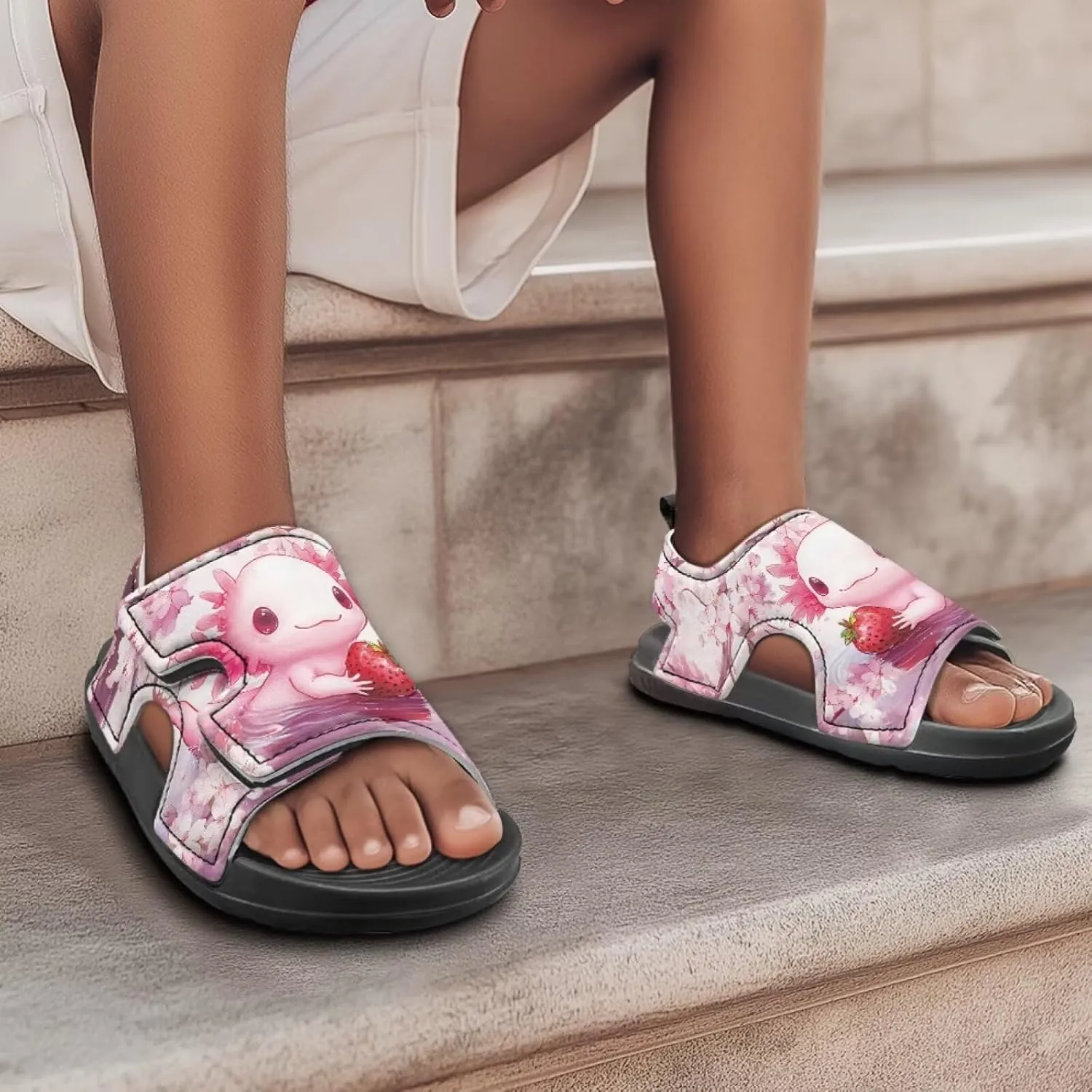 Little Girls Axolotl Star Sport Sandals Kids Toddler Causal Open Toe Outdoor Summer Shoes Hiking Water Sandals