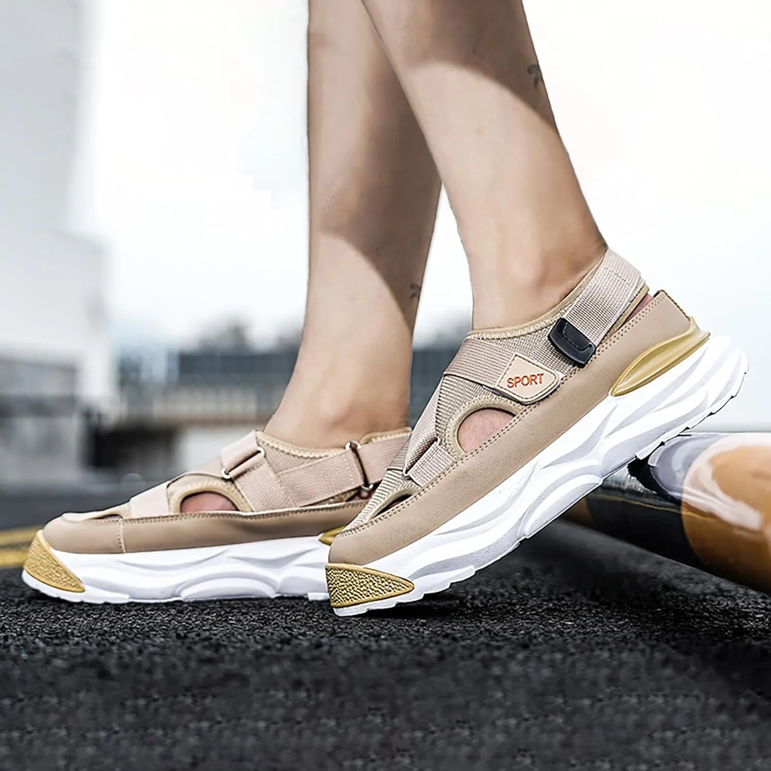 Mens Athletic Sandals Men's Athletic Outdoor Sandals Slides Men's Open Toe Strap Adjustable Sandal Summer