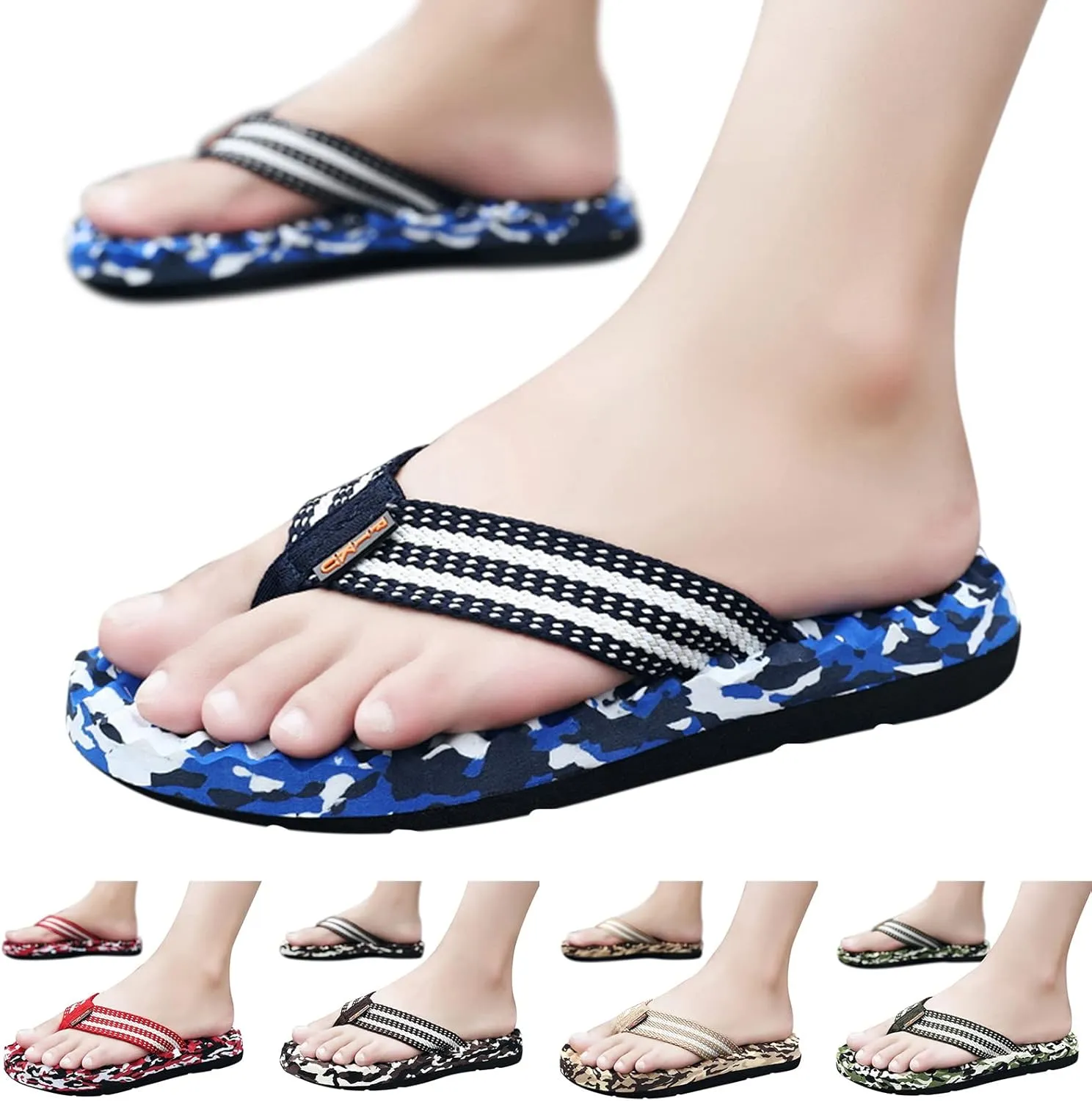 Men's Flip Flop Arch Support Fashion Summer Men Flip Flops Flat Bottom Lightweight Slip On Comfortable Camouflage