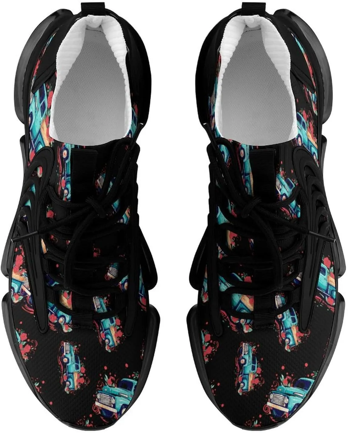 Red Rose Truck Mens Sneakers Running Shoes Lightweight Athletic Shoes for Jogging Walking Gym