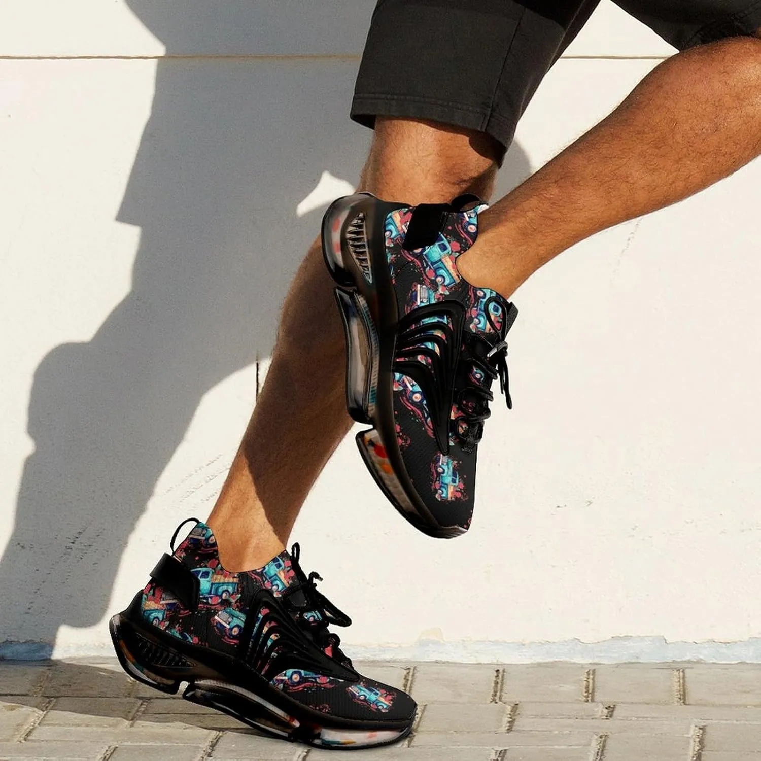 Red Rose Truck Mens Sneakers Running Shoes Lightweight Athletic Shoes for Jogging Walking Gym