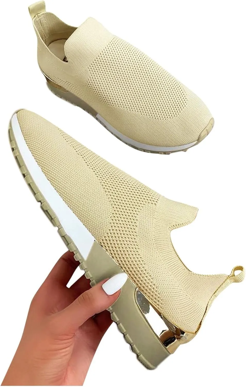 SBGMoSJ Sneakers for Women Women Slip On Sneakers Memory Foam Black Sneakers for Women Comfortable Wide Women Diabetic Walking Sneakers Size 10 Women's Comfortable Working Nurse Shoes Non-Slip