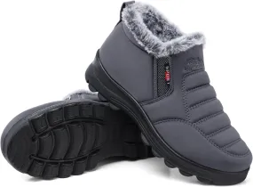 SHIBEVER Winter Boots for Women Snow: Non Slip Winter Boots Womens Grey Size 8 Warm Insulated Casual Walking Comfort Booties