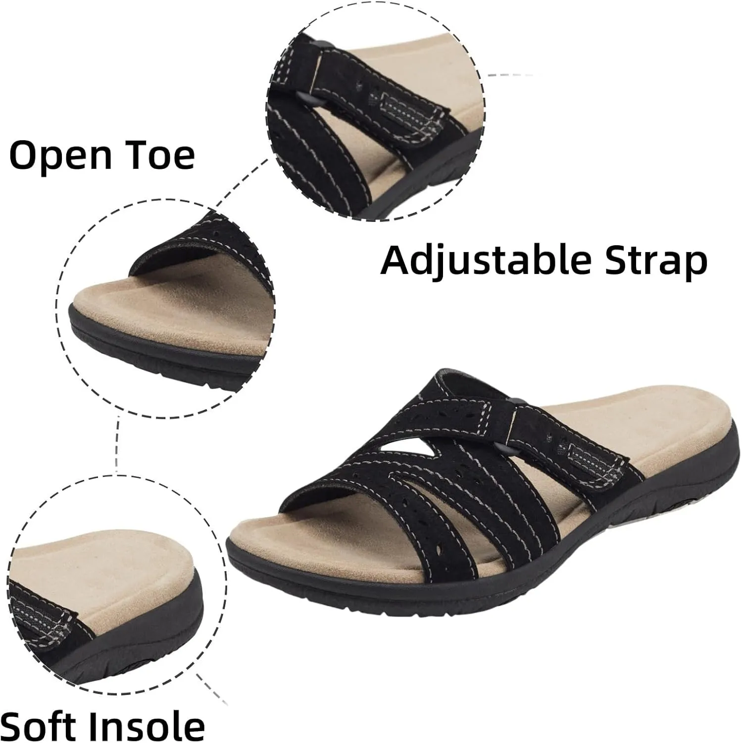 Womens Fashion Orthotic Slides Ladies Lightweight Athletic Shantel Sandal I Sustainable Slip On Thick Cushion Slippers