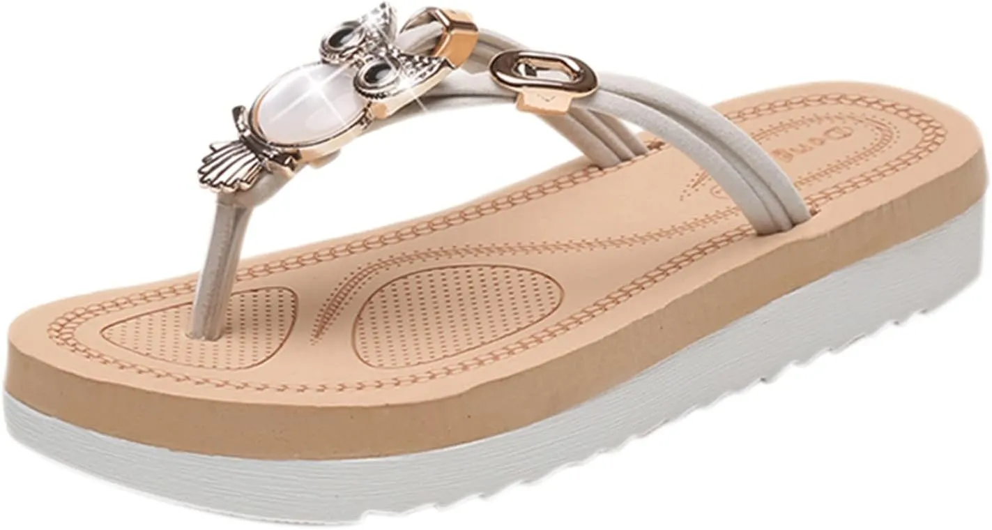 Women's Platform Slippers Flat Flip Flops Beach Slides For Women Slides Light weight Comfortable Casual Sandals