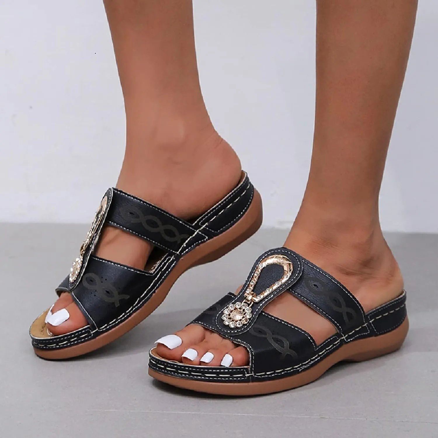 Womens Sandals Wedge Comfortable Orthopedic Sandals for Women with Arch Support Casual Walking Footwear with Comfortable Flip Flops Walking Sandal 2025