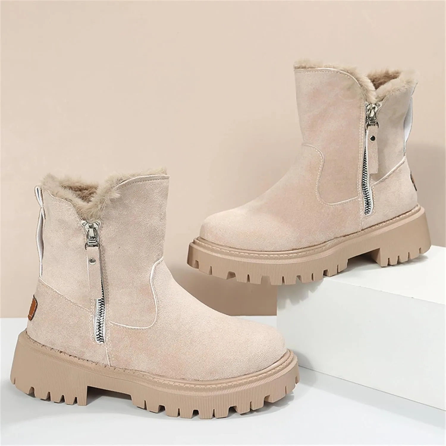 Womens Winter Boots Waterproof Insulated Fur Boots Fleece Duck Shoes Trekking Snow Boots Duck Boots Women