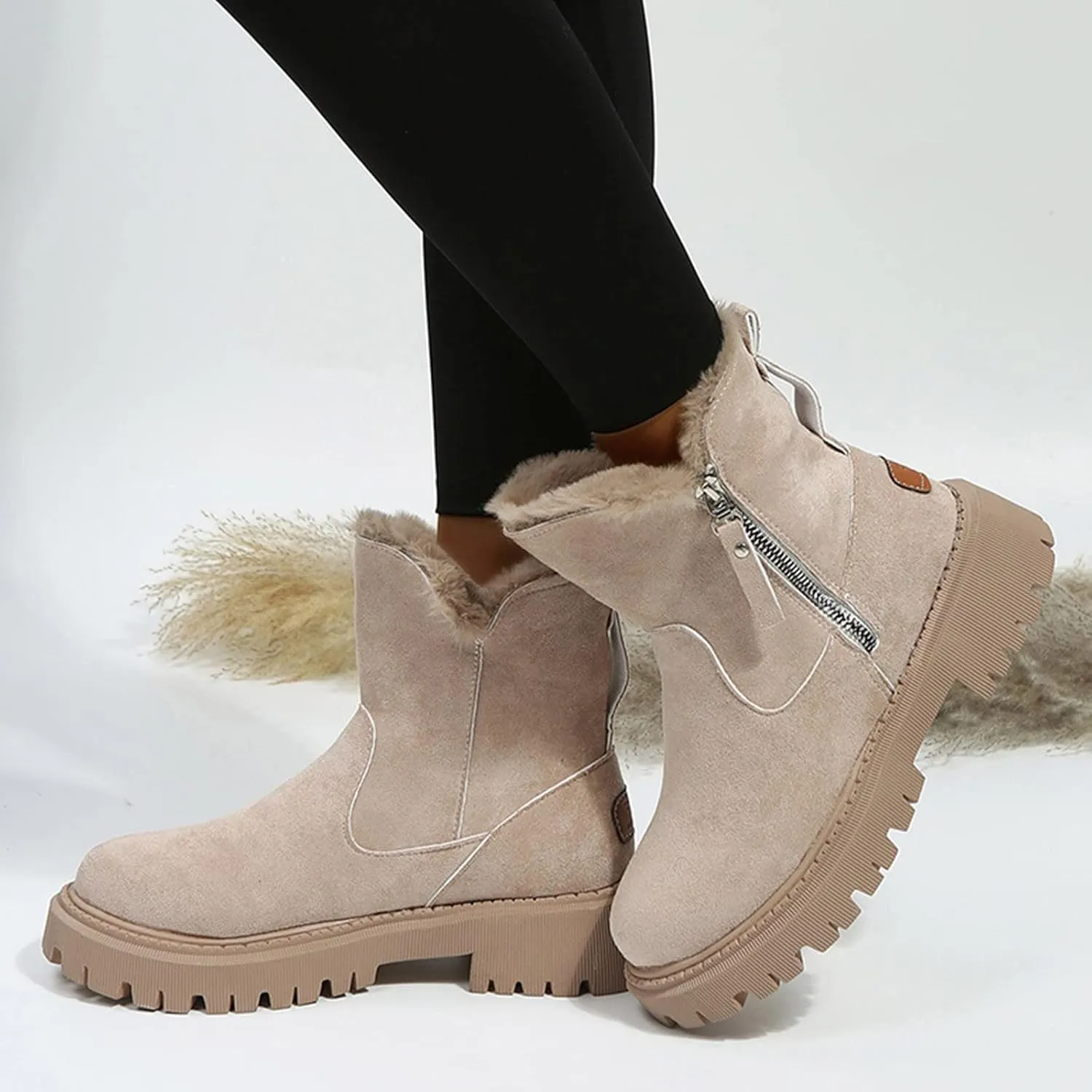 Womens Winter Boots Waterproof Insulated Fur Boots Fleece Duck Shoes Trekking Snow Boots Duck Boots Women